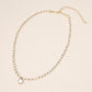 Madeline Love Cream, Gold Mother of Pearl Quatrefoil Charm Pendant Accent Beaded Choker Necklace - Necklaces - desc