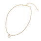 Madeline Love Cream, Gold Mother of Pearl Quatrefoil Charm Pendant Accent Beaded Choker Necklace - Necklaces - extra