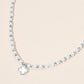 Madeline Love Cream, Rhodium Mother of Pearl Quatrefoil Charm Pendant Accent Beaded Choker Necklace - Necklaces