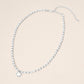 Madeline Love Cream, Rhodium Mother of Pearl Quatrefoil Charm Pendant Accent Beaded Choker Necklace - Necklaces - desc