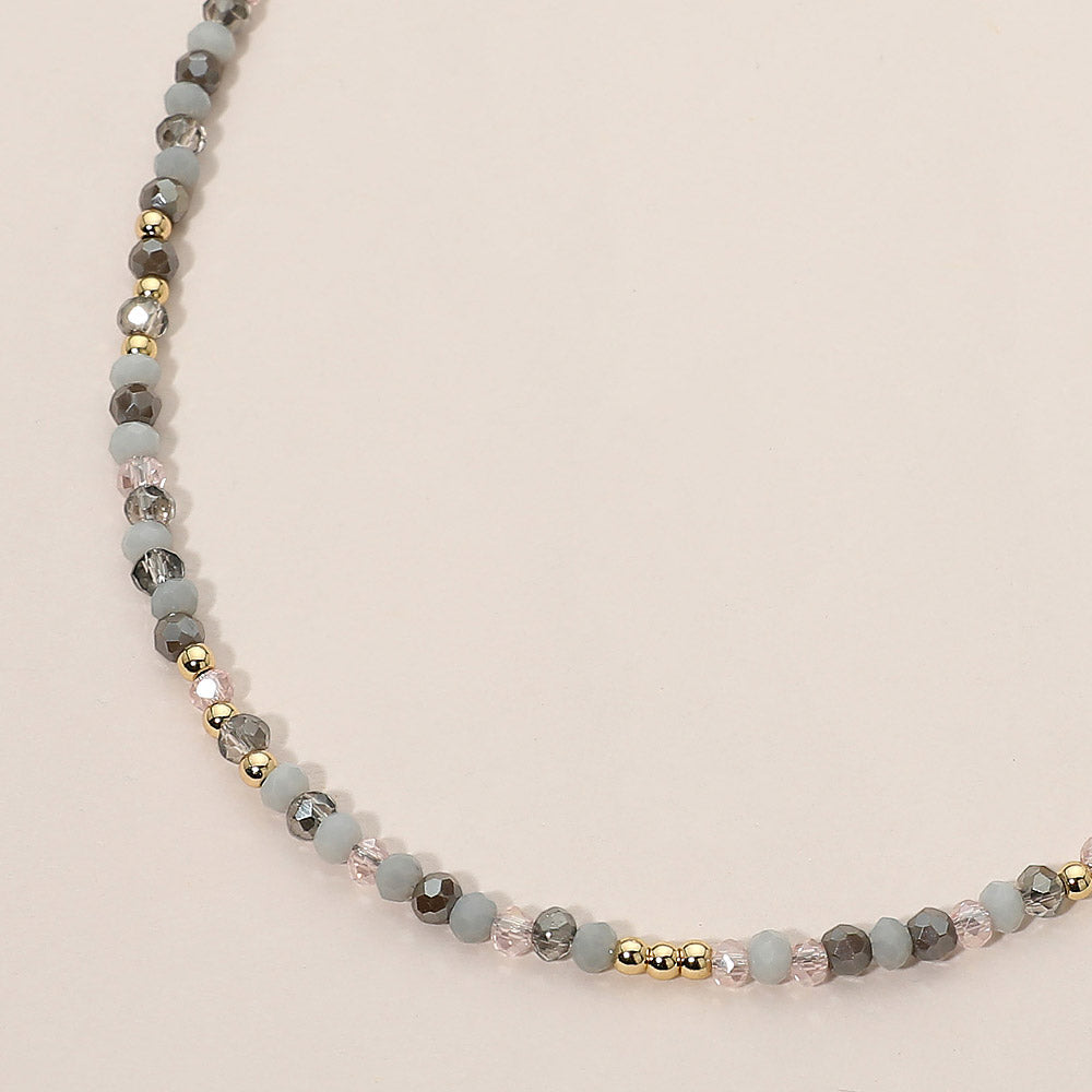Madeline Love Gold, Gray Faceted Beaded Choker Necklace