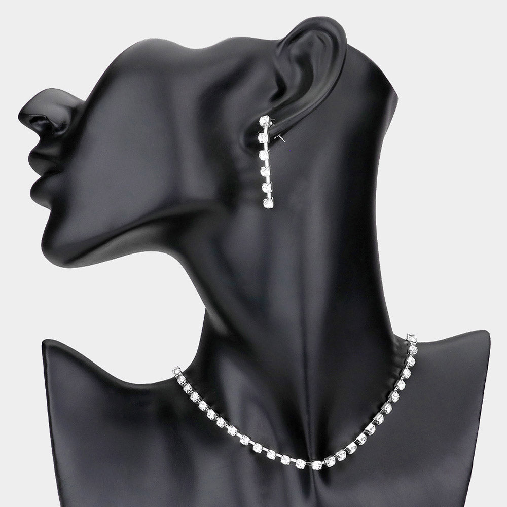 Madeline Love Silver Rhinestone choker necklace - Necklaces