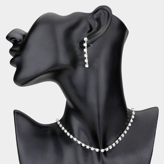 Madeline Love Silver Rhinestone choker necklace - Necklaces