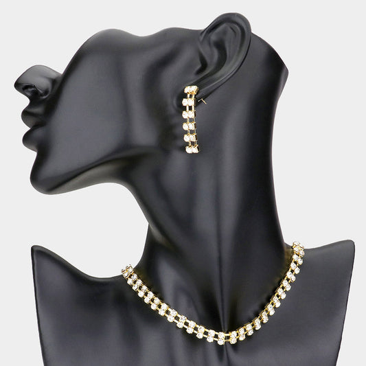 Madeline Love Gold 2-Row rhinestone choker necklace - Necklaces