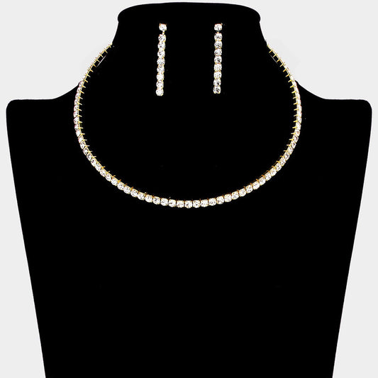 Madeline Love Gold Rhinestone Evening Choker Necklace - Necklaces