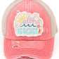CORAL-C.C Distressed Aloha Beaches Patch Ponycap is perfect for adding a touch of island style to any outfit. The vintage look and feel of this cap is both trendy and comfortable, while the embroidered patch adds a unique touch. Great for a day at the beach or exploring the city.