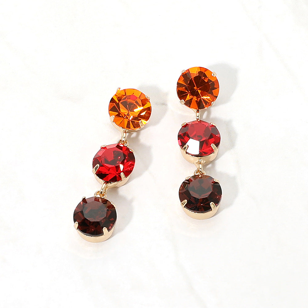 Madeline Love Gold, Red Gold Dipped Triple Swarovski Crystal Link Drop Earrings