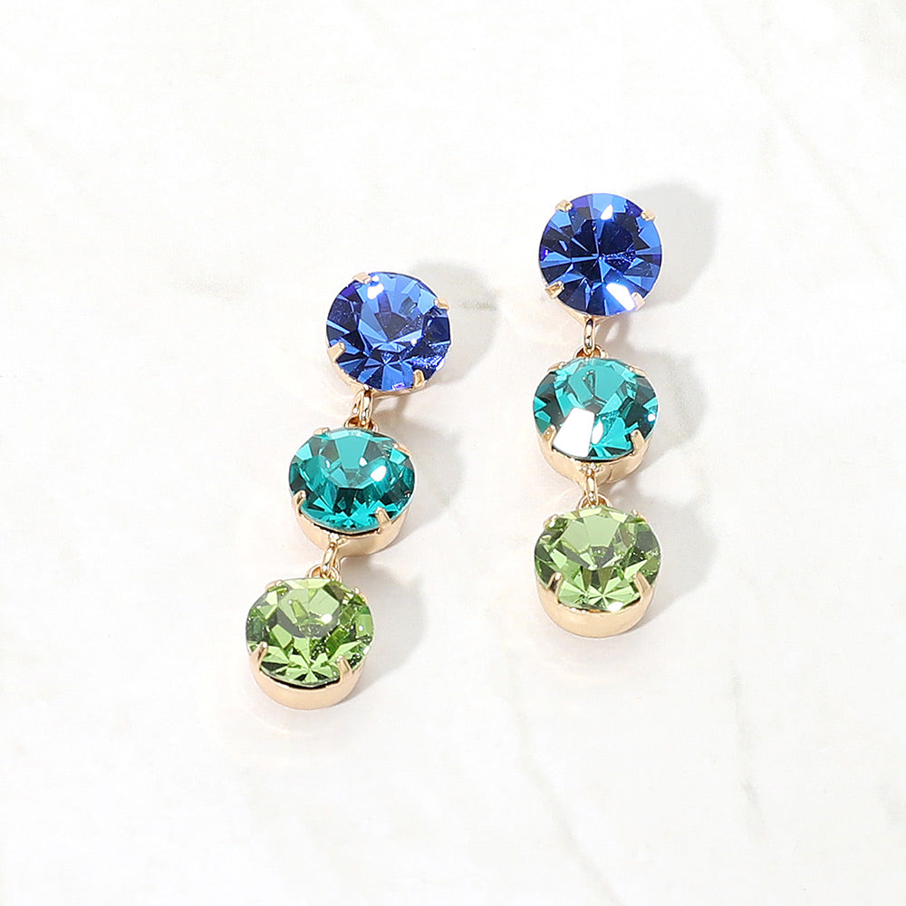 Madeline Love Gold, Turquoise Gold Dipped Triple Swarovski Crystal Link Drop Earrings
