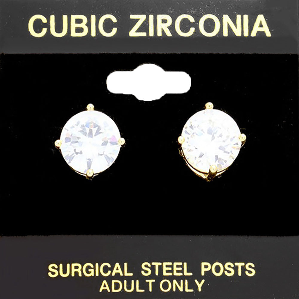 Madeline Love Gold 10mm Round CZ Stud Earrings