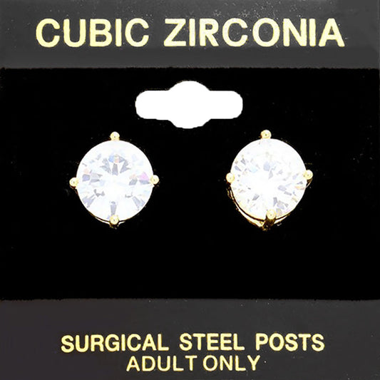 Madeline Love Gold 10mm Round CZ Stud Earrings