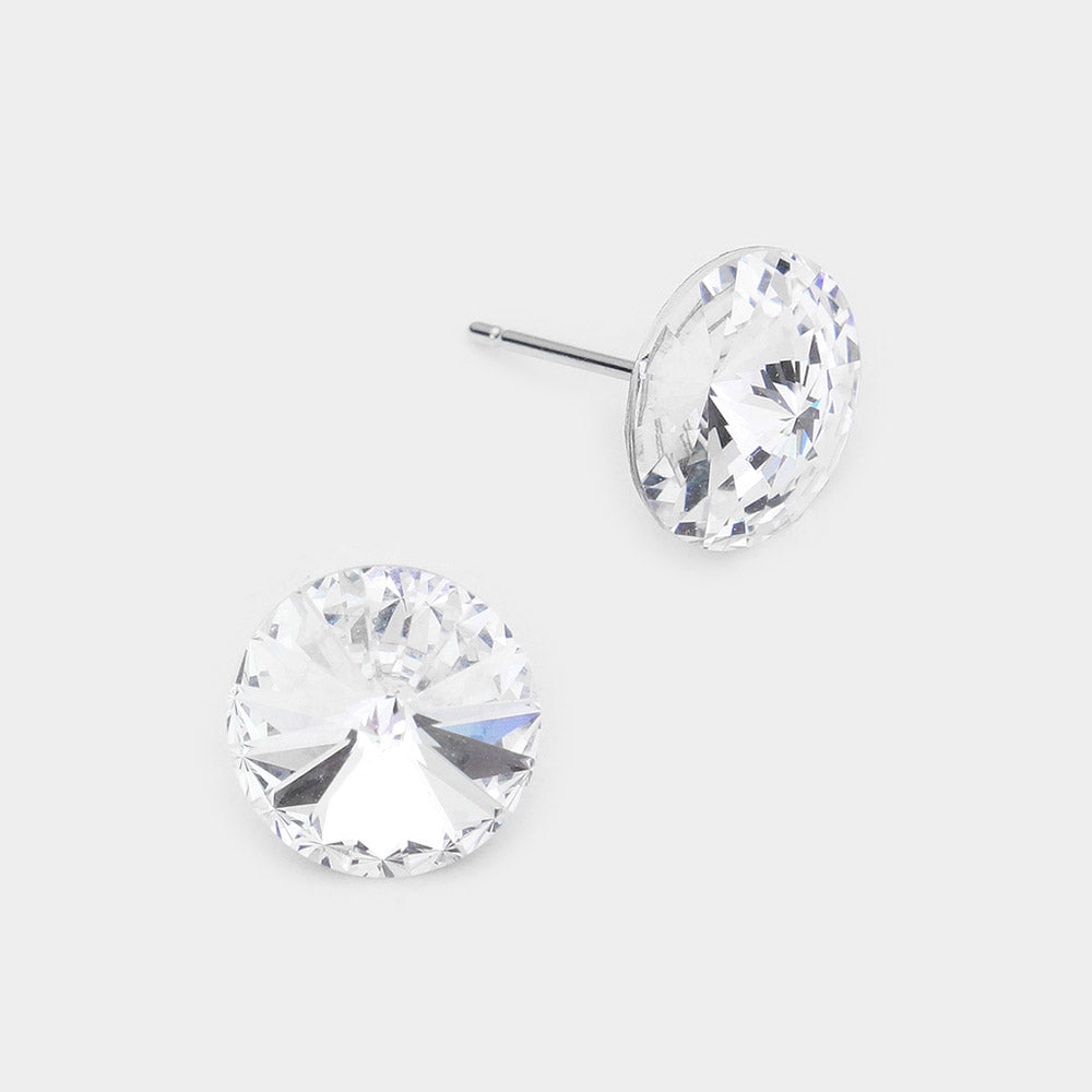 Madeline Love Clear 10mm Round Crystal Stud Earrings