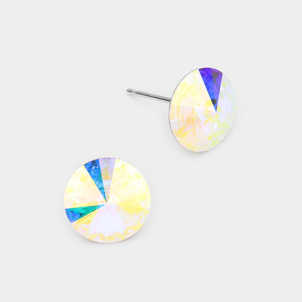 Madeline Love AB, Clear 10mm Round Crystal Stud Earrings