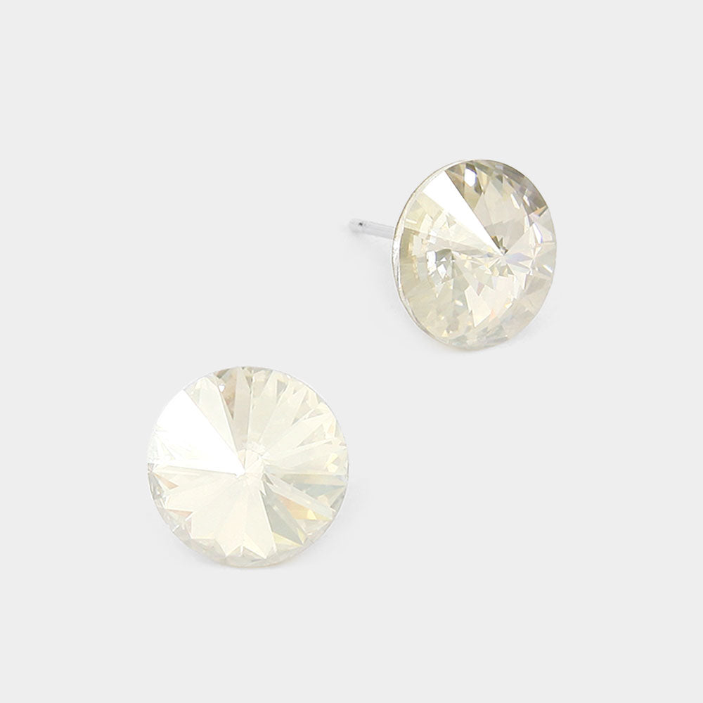 Madeline Love Silver 10mm Round Crystal Stud Earrings
