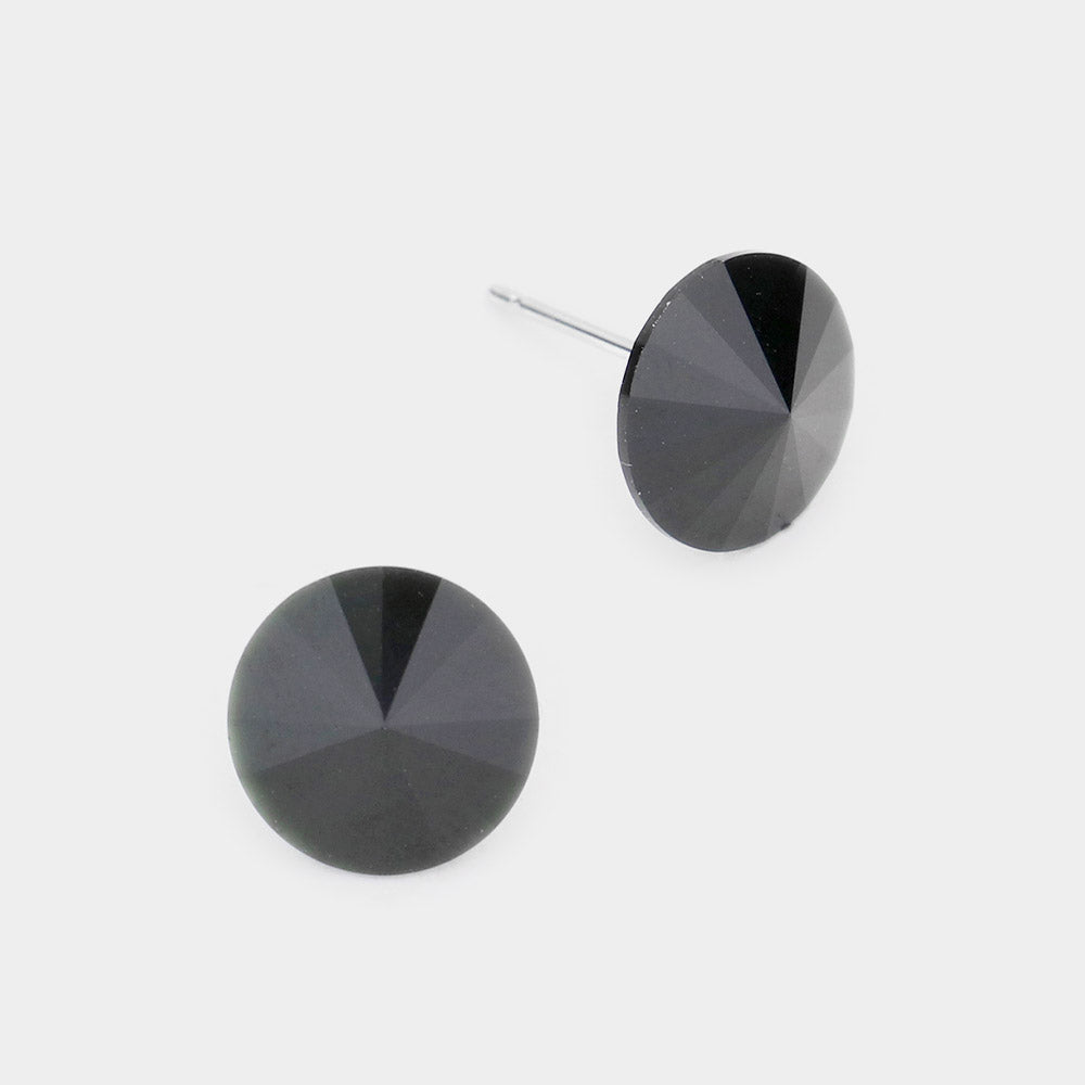 Madeline Love Jet Black 10mm Round Crystal Stud Earrings