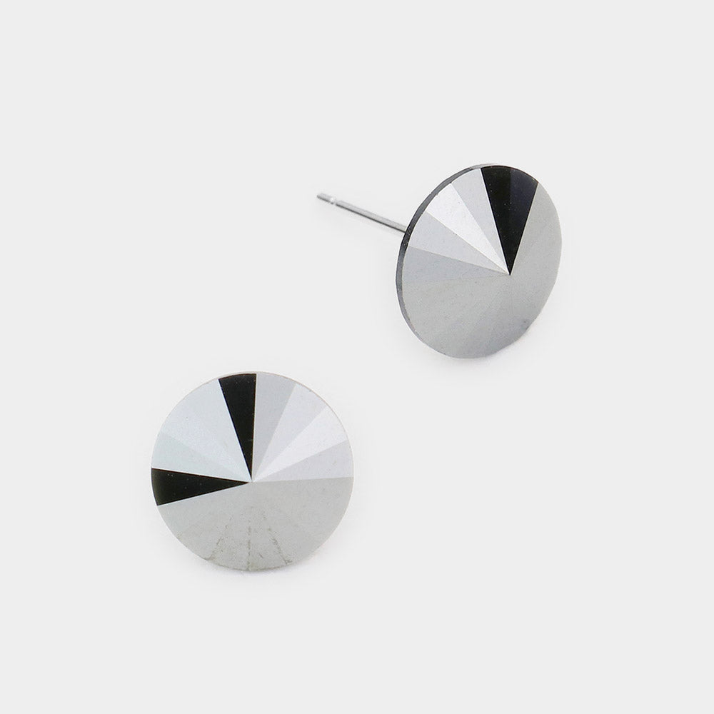 Madeline Love Hematite 10mm Round Crystal Stud Earrings