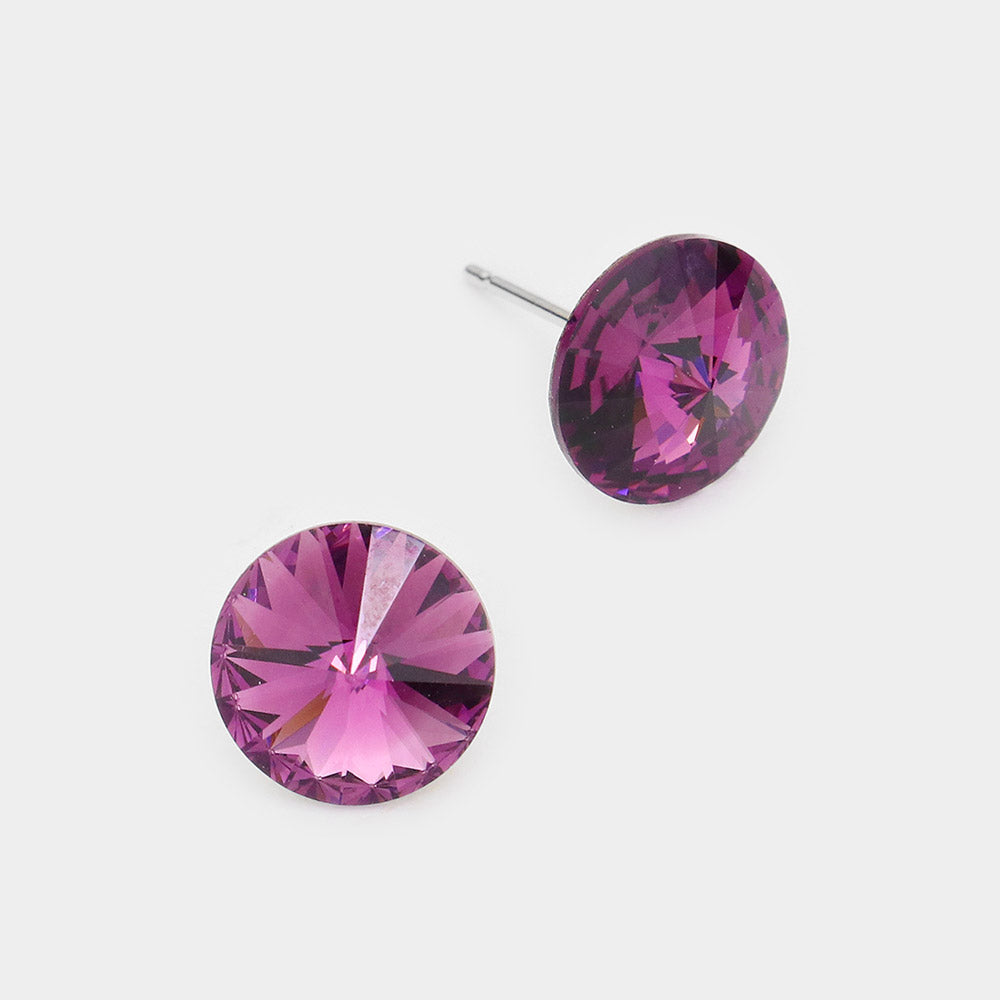 Madeline Love Amethyst 10mm Round Crystal Stud Earrings