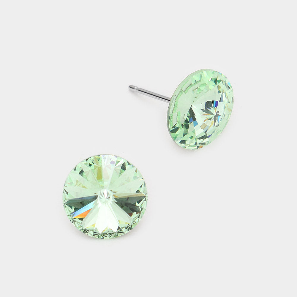 Madeline Love Green 10mm Round Crystal Stud Earrings