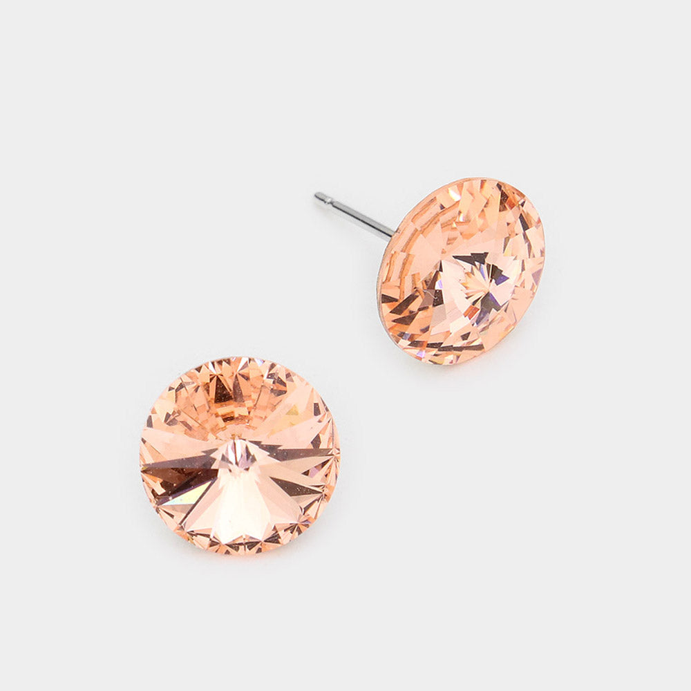 Madeline Love Peach 10mm Round Crystal Stud Earrings