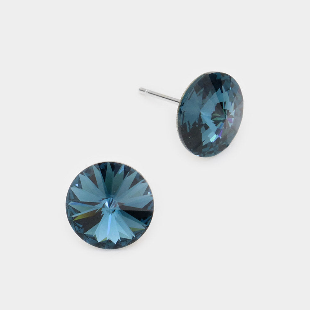 Madeline Love Montana Blue 10mm Round Crystal Stud Earrings