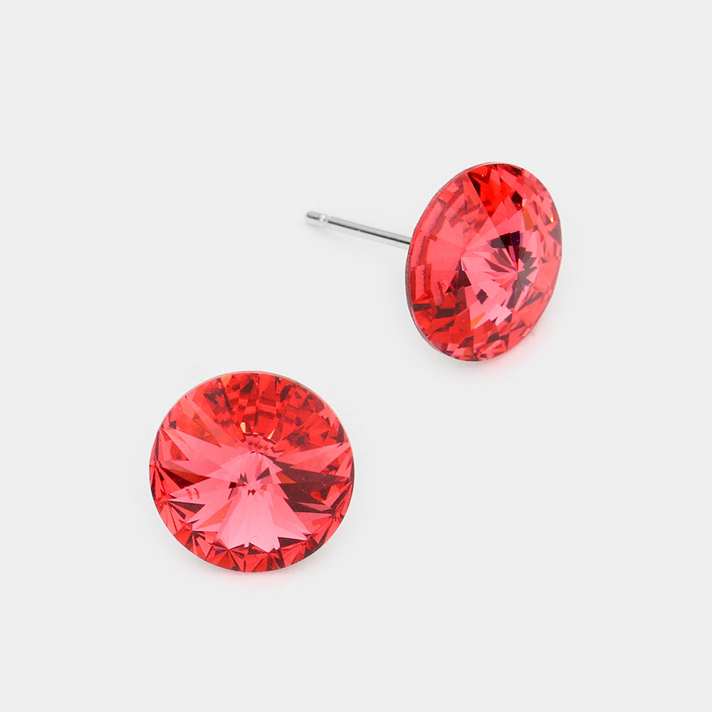 Madeline Love Coral 10mm Round Crystal Stud Earrings