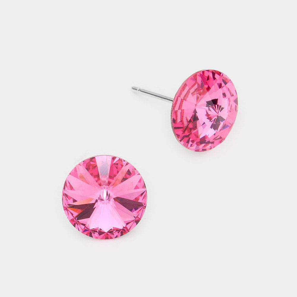 Madeline Love Pink 10mm Round Crystal Stud Earrings