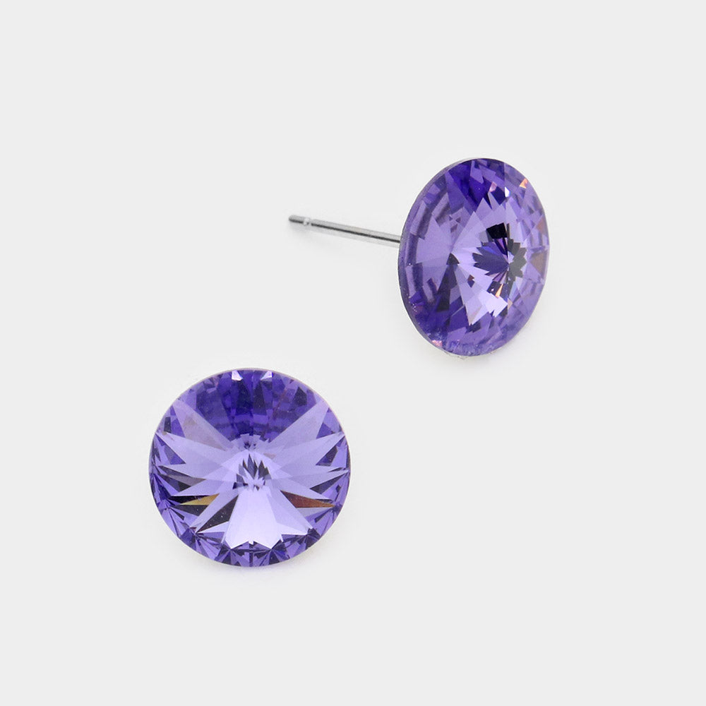Madeline Love Tanzanite 10mm Round Crystal Stud Earrings