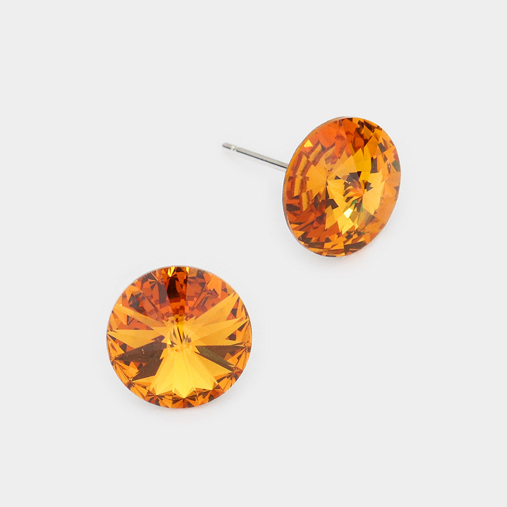 Madeline Love Topaz 10mm Round Crystal Stud Earrings