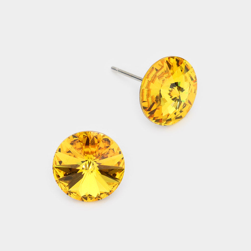 Madeline Love Yellow 10mm Round Crystal Stud Earrings