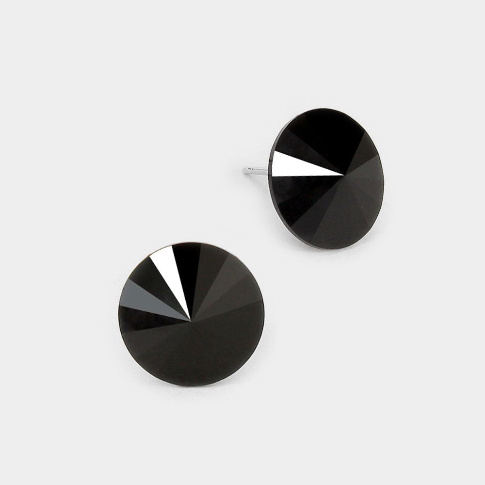 Madeline Love Jet Black 15mm Genuine Crystal Stud Earrings