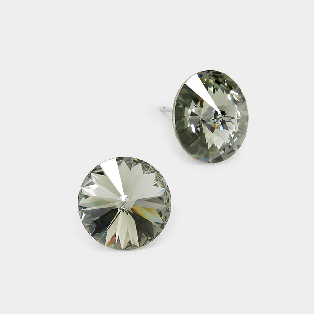 Madeline Love Black Diamond 15mm Genuine Crystal Stud Earrings