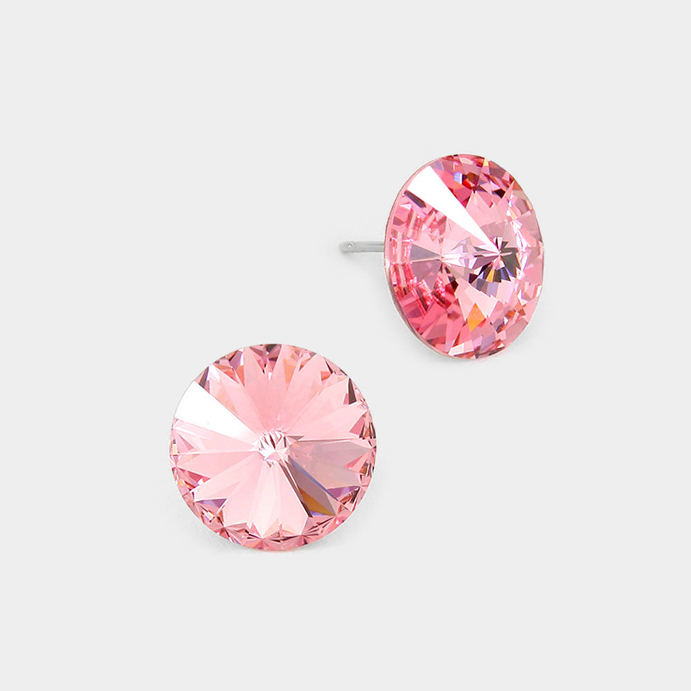 Madeline Love Lt Rose 15mm Genuine Crystal Stud Earrings