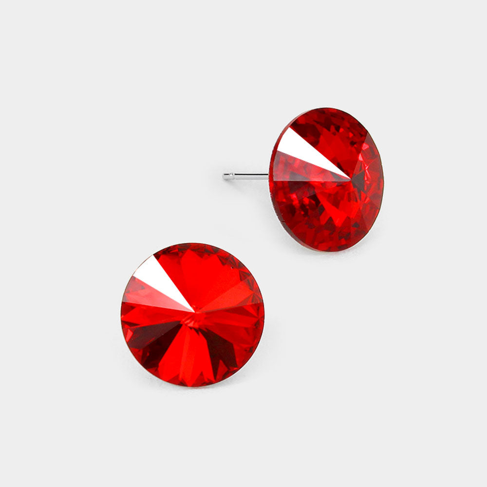 Madeline Love Siam 15mm Genuine Crystal Stud Earrings