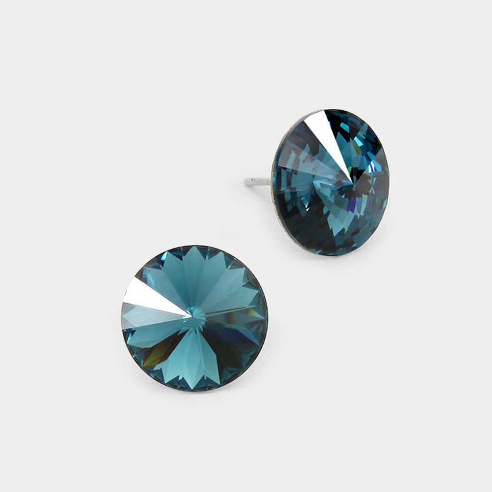 Madeline Love Montana Blue 15mm Genuine Crystal Stud Earrings