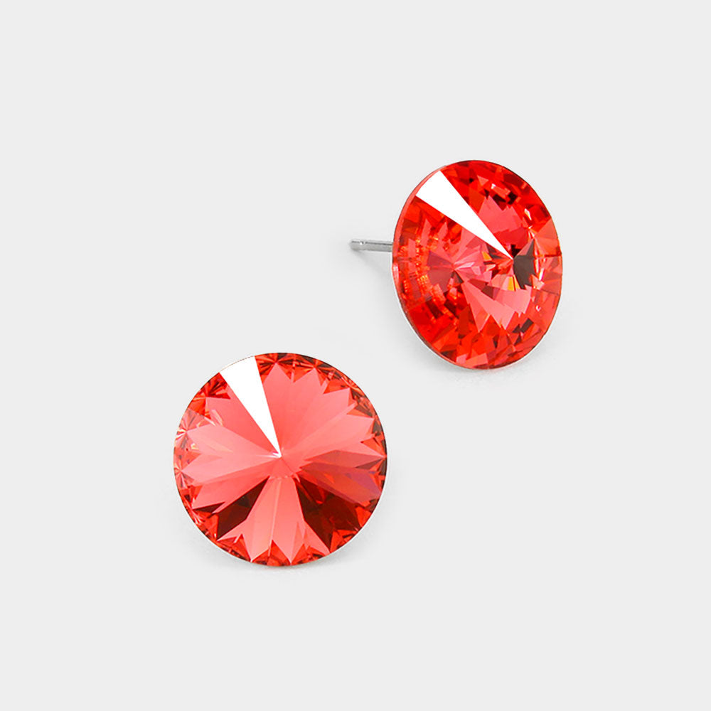 Madeline Love Coral 15mm Genuine Crystal Stud Earrings