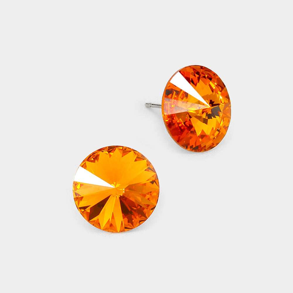 Madeline Love Topaz 15mm Genuine Crystal Stud Earrings