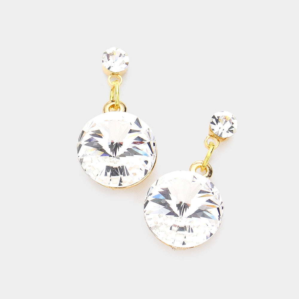 Gold Genuine Crystal Drop Earrings