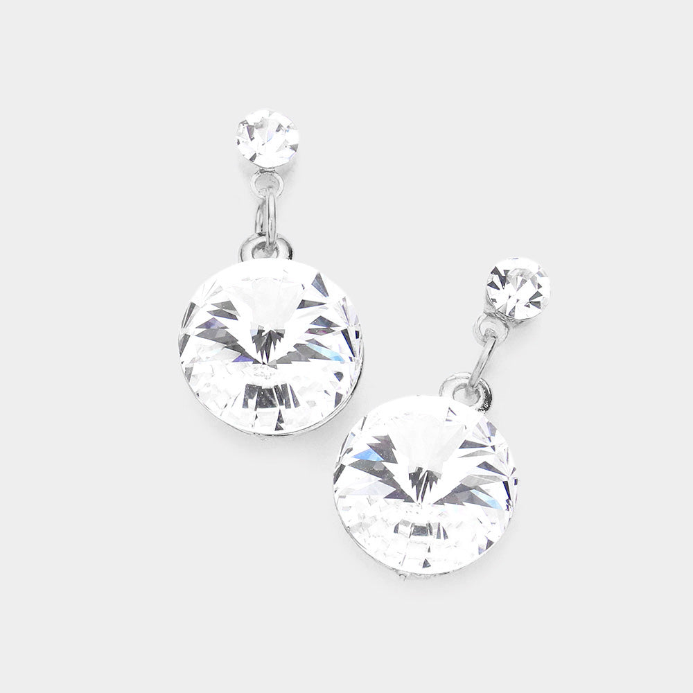 Rhodium Genuine Crystal Drop Earrings