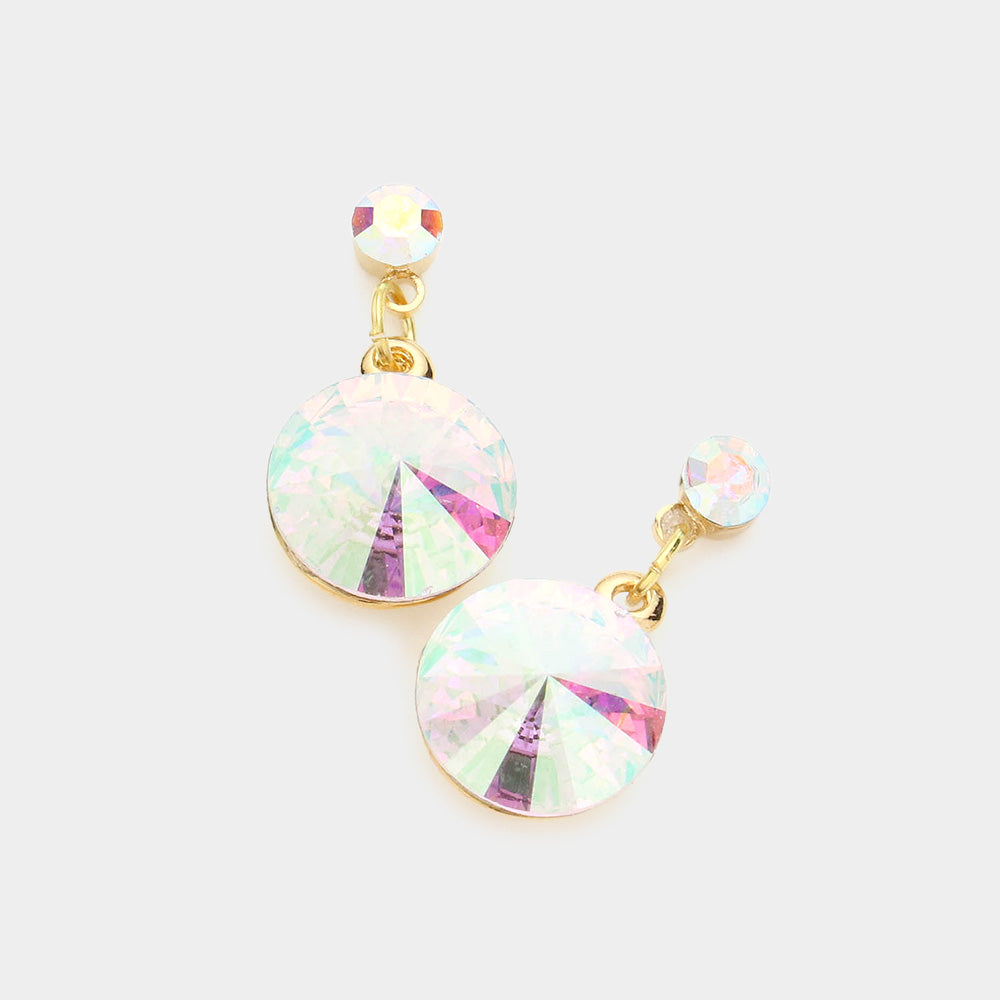 AB, Gold Genuine Crystal Drop Earrings