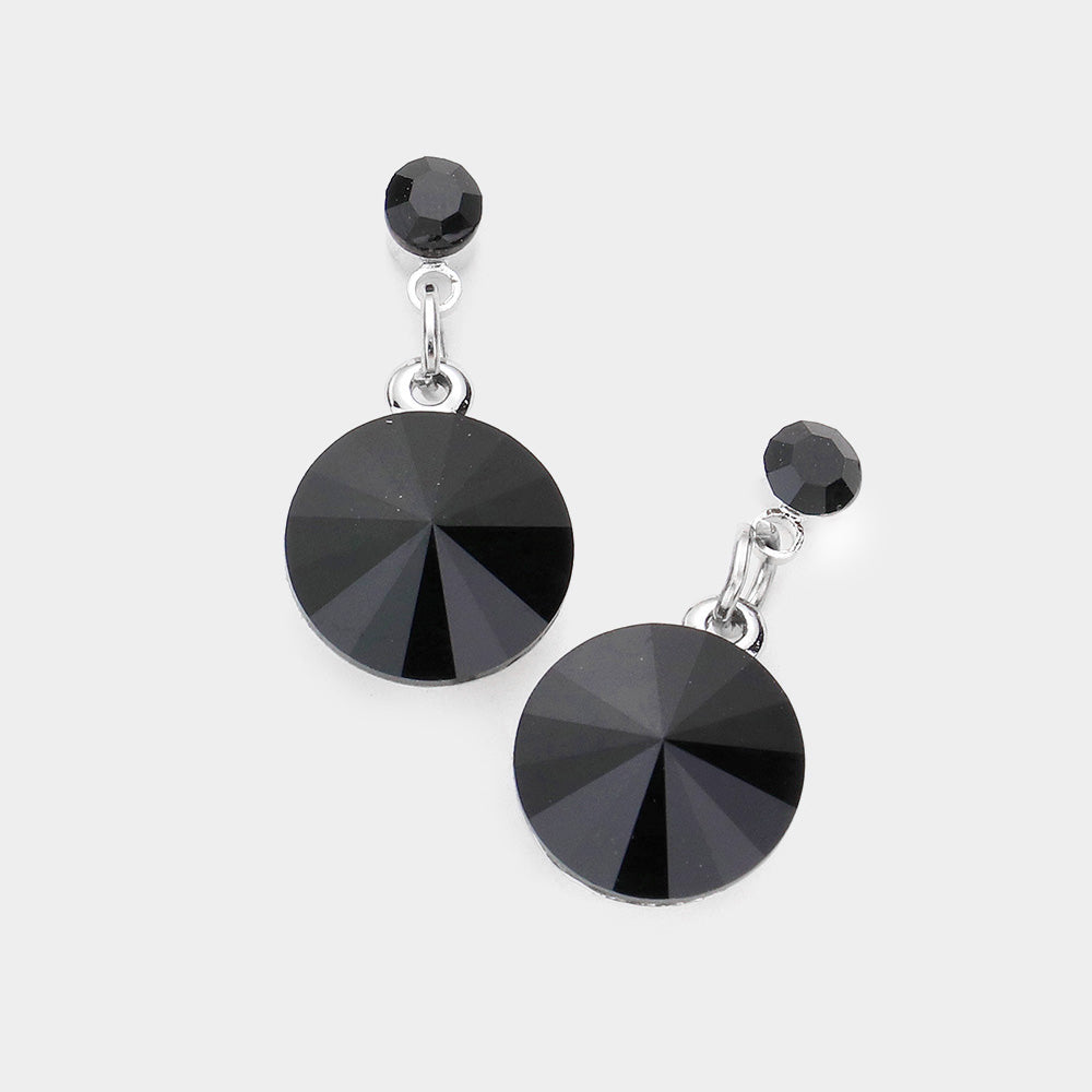 Jet Black Genuine Crystal Drop Earrings