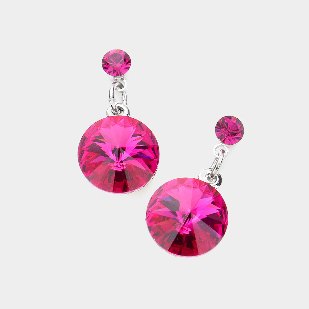 Fuchsia Genuine Crystal Drop Earrings