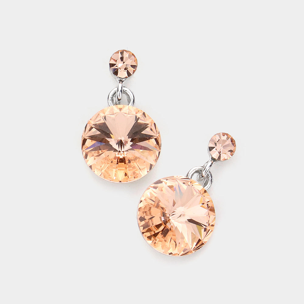 Peach Genuine Crystal Drop Earrings