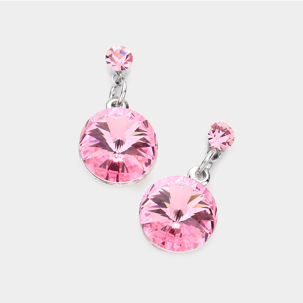 Lt Rose Genuine Crystal Drop Earrings