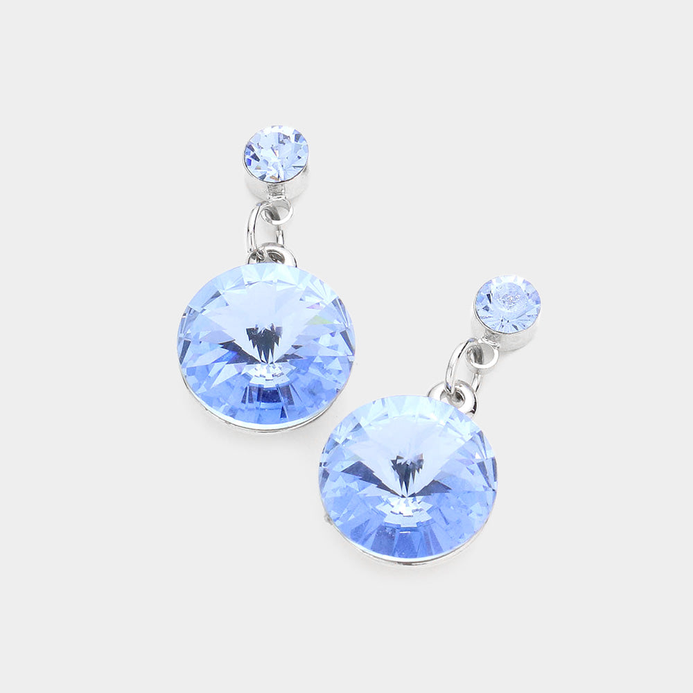Blue, Light, Silver Genuine Crystal Drop Earrings