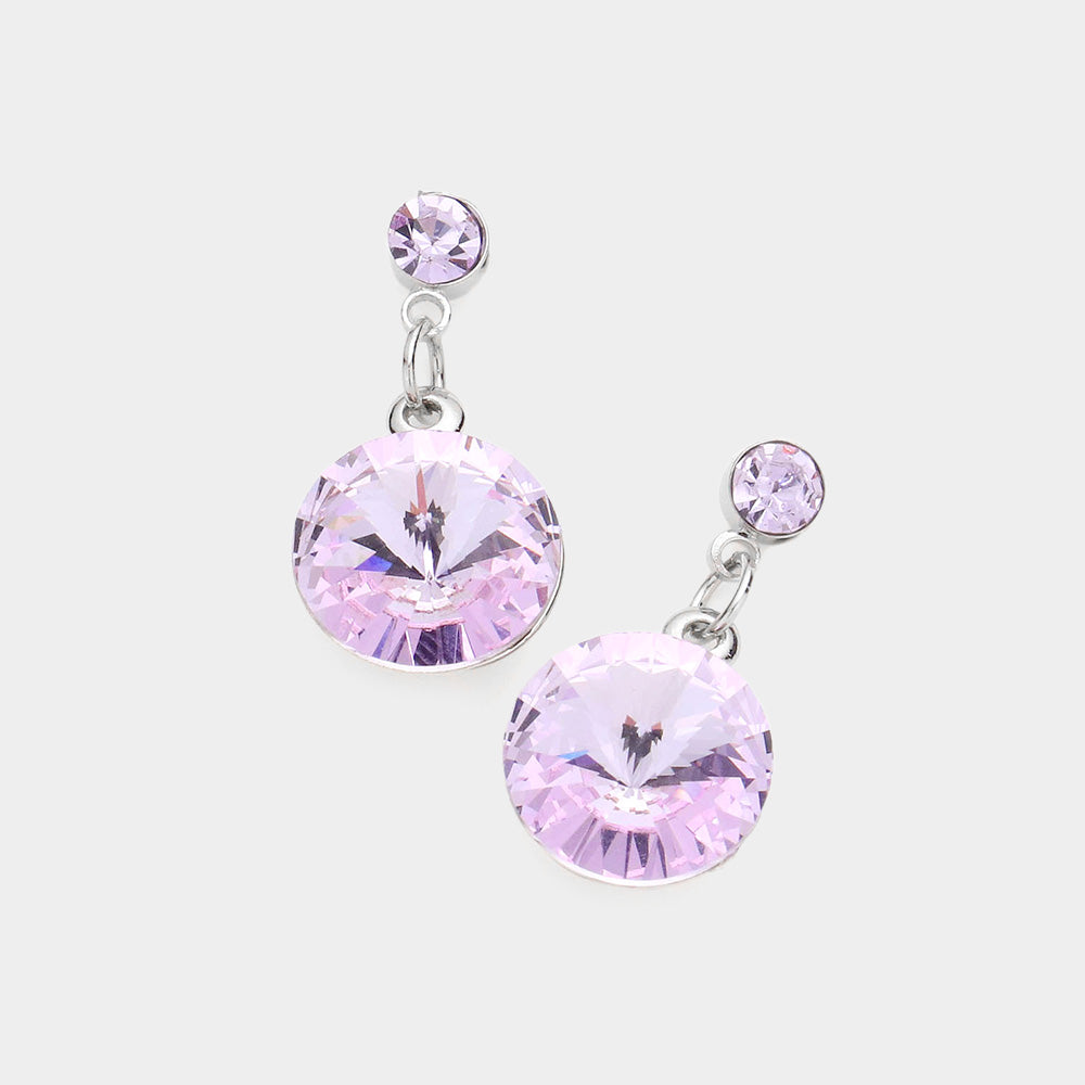 Lavender Genuine Crystal Drop Earrings