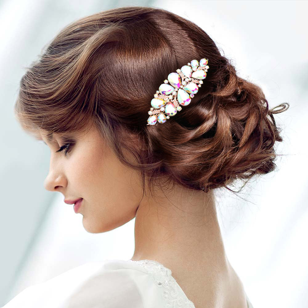 Madeline Love AB, Rose Gold Teardrop Stone Cluster Wrap Headpiece - Hair Accessories