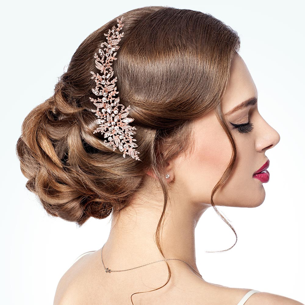 Madeline Love Rose Gold Stone Embellished Flower Cluster Headpiece - Hair Accessories