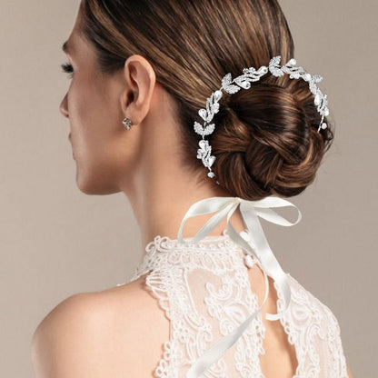Madeline Love Clear, Silver Teardrop Stone Cluster Vine Wrap Headpiece - Hair Accessories