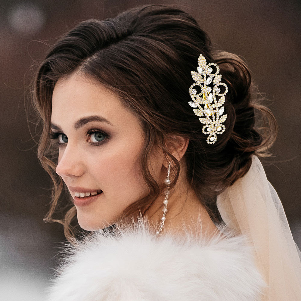Madeline Love Gold Marquise Round Stone Hari Comb - Hair Accessories