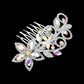 Madeline Love AB, Silver Marquise Stone Cluster Rhinestone Pave Floral Hair Comb - Hair Accessories - extra