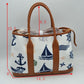 Maritime Adventure Canvas Tote – Monochrome Voyage Shoulder Bag - Pink - Tote Bag